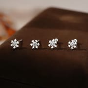 Po S999 Foot Silver Snowflake Screw Earrings Winter New Multi-style Sweet Style Elegant Fresh Earrings
