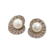 European and American French Style Sea Shaped Spiral Pearl Design Earrings Fine Zircon Light Luxury Fashion Earrings for Women