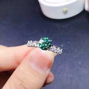 Authentic Mosan diamond ring wholesale 925 sterling silver pink Green White Black Blue 1 karat live supply