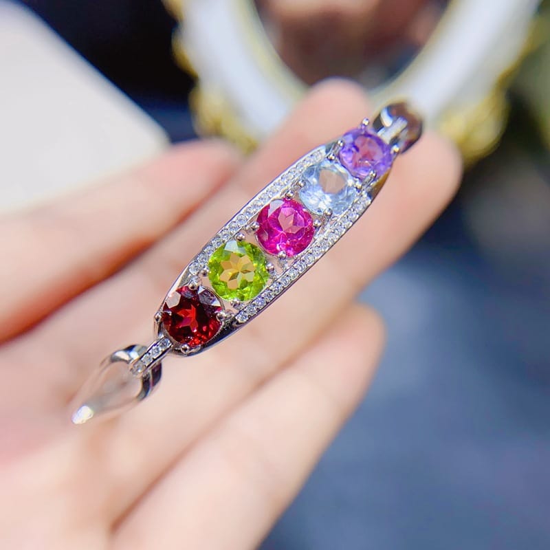 New arrival natural Duobao bracelet Garnet Topaz olivine amethyst color beautiful wholesale