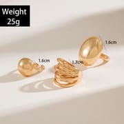 Europe and the United States cross-border geometric metal wind lava line ring four-piece irregular smooth opening ring suit