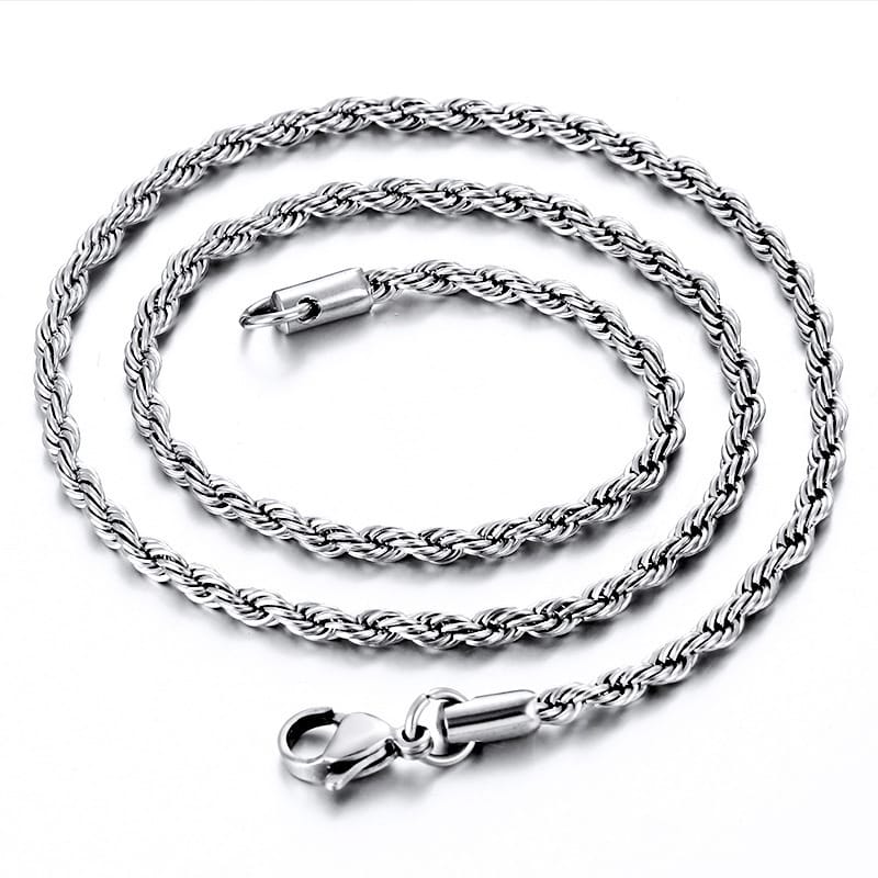 3mm/4mm/5mm stainless steel twist necklace simple temperament vacuum plating hardware/metal hanging chain neck chain