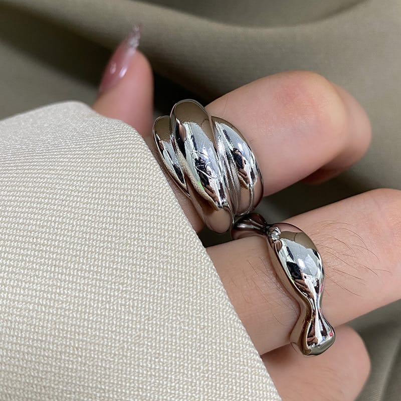 South Korea's Dongdaemun Heavy Industry to Create Multi-Layer Cloth Ring Women's ins Cold Wind Irregular Retro Index Finger Ring