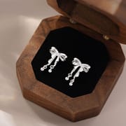 Po S999 Silver Bow Round Bead Earrings Fresh Explosions Sweet Princess French Gentle Earrings for Hair