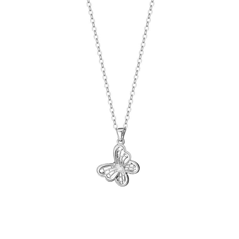 Po S999 Foot Silver Hollow Butterfly Necklace Niche Design Sweet and Elegant Mori High-grade Clavicle Chain for Hair
