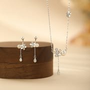 Original Po S999 Foot Silver Flower Shadow Pearlescent Series suit Matching Korean Style Personality All-match Clavicle Chain for Hair