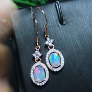 Real photo 925 silver inlaid natural opal earrings wholesale entity take goods