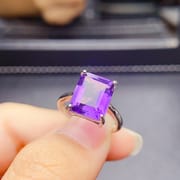 Factory wholesale explosions natural amethyst ring S925 silver inlaid with the main stone 8*10 selling Europe and the United States a generation of hair
