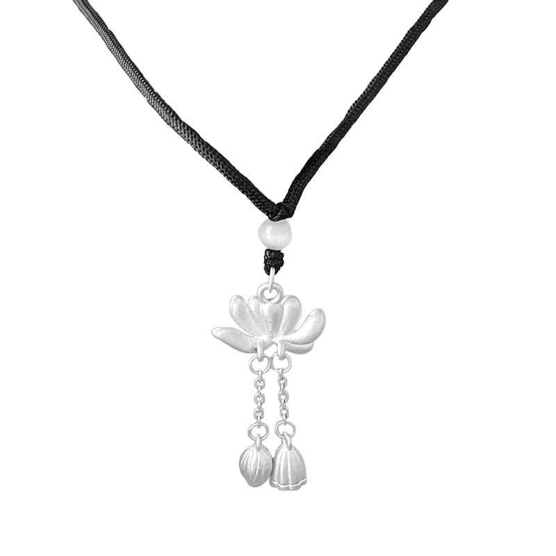 Bao S999 pure silver new Chinese Lotus Lotus Lotus tassel necklace women's ethnic style high-grade necklace wholesale