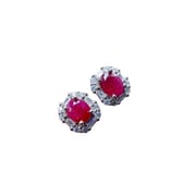 Ruby stud earrings 925 silver women's natural old burning gem has been tested one-piece delivery overseas supply batch