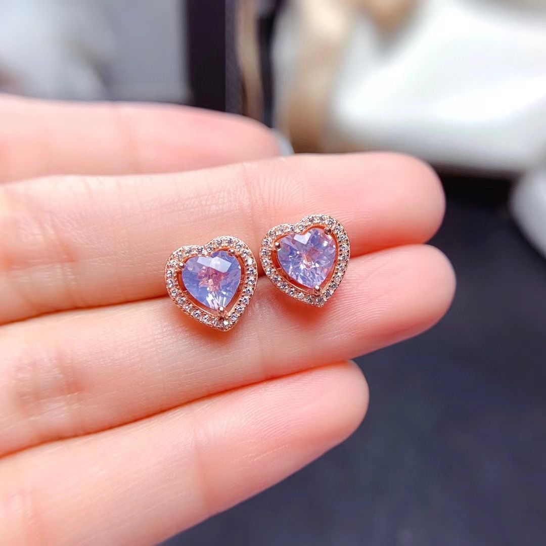 New lavender amethyst earrings 925 silver inlaid wholesale factory good work manufacturing ladies earrings