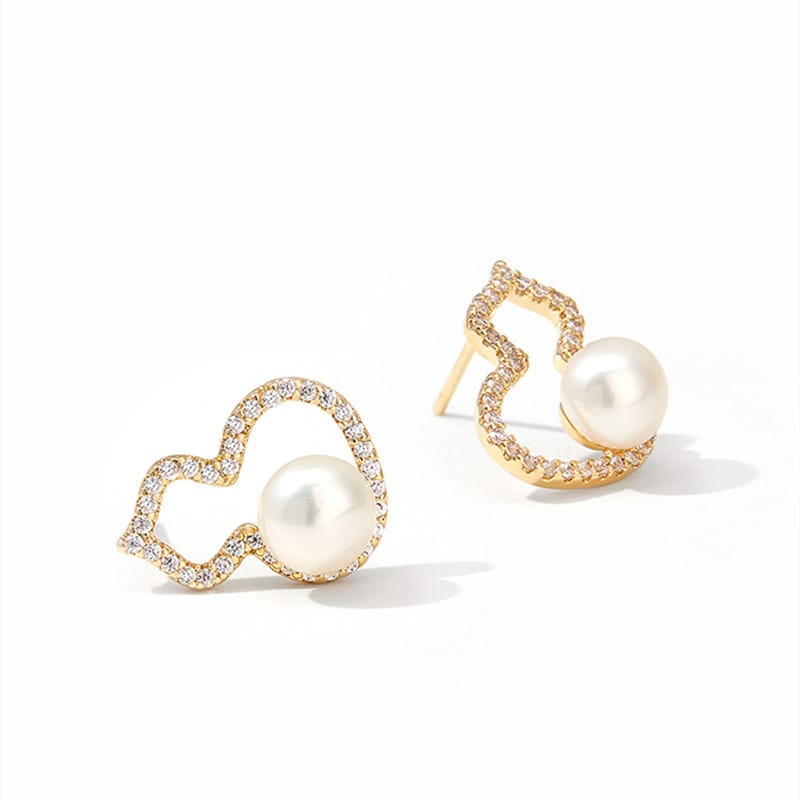 Natural Freshwater Pearl Earrings Classic Small Gourd Exquisite Niche Elegant Earrings Versatile Personality High Sense Earrings