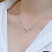 Aobao S999 pure silver smiling butterfly necklace niche design line exquisite diamond-embedded fashion light luxury clavicle chain