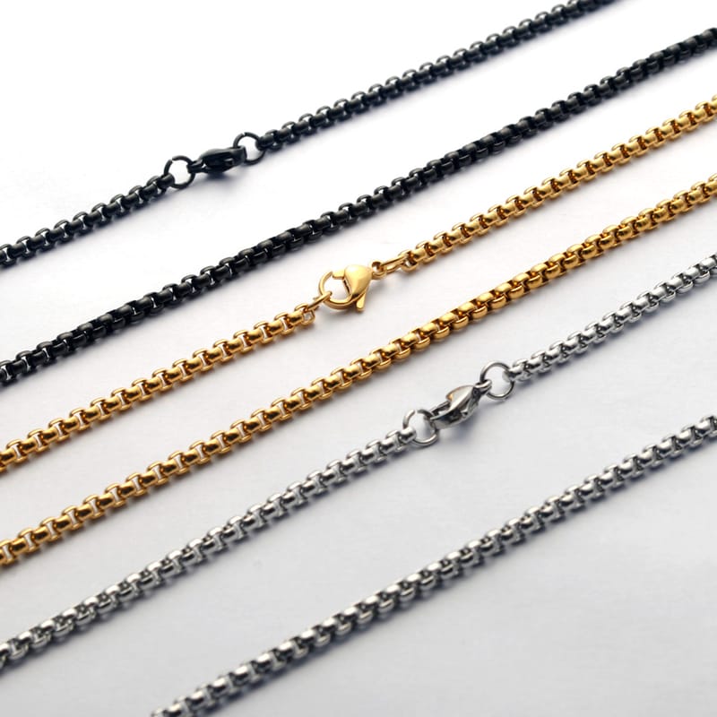 Stainless steel square pearl necklace titanium steel jewelry chain women's all-match chain men chain