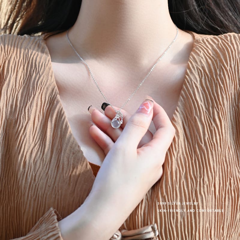 A Bao S999 pure silver copper money bag necklace National style light luxury high-grade sense niche design sense clavicle chain