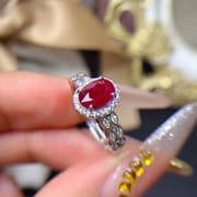 Old burn natural ruby 5*7mm ring live 925 silver fashion female ring trembles live supply batch