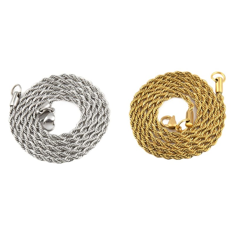 Stainless steel twist chain vacuum color plating non-fading gold necklace titanium steel hip-hop men's chain