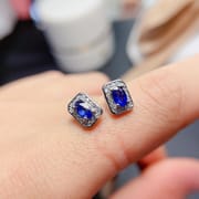Sapphire earrings 925 silver ladies natural sapphire inspection a generation of overseas supply wholesale