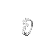 Po S999 Silver Small Fresh Flower Ring Women's Ethnic Style High-end Light Luxury Adjustable Ring for Hair