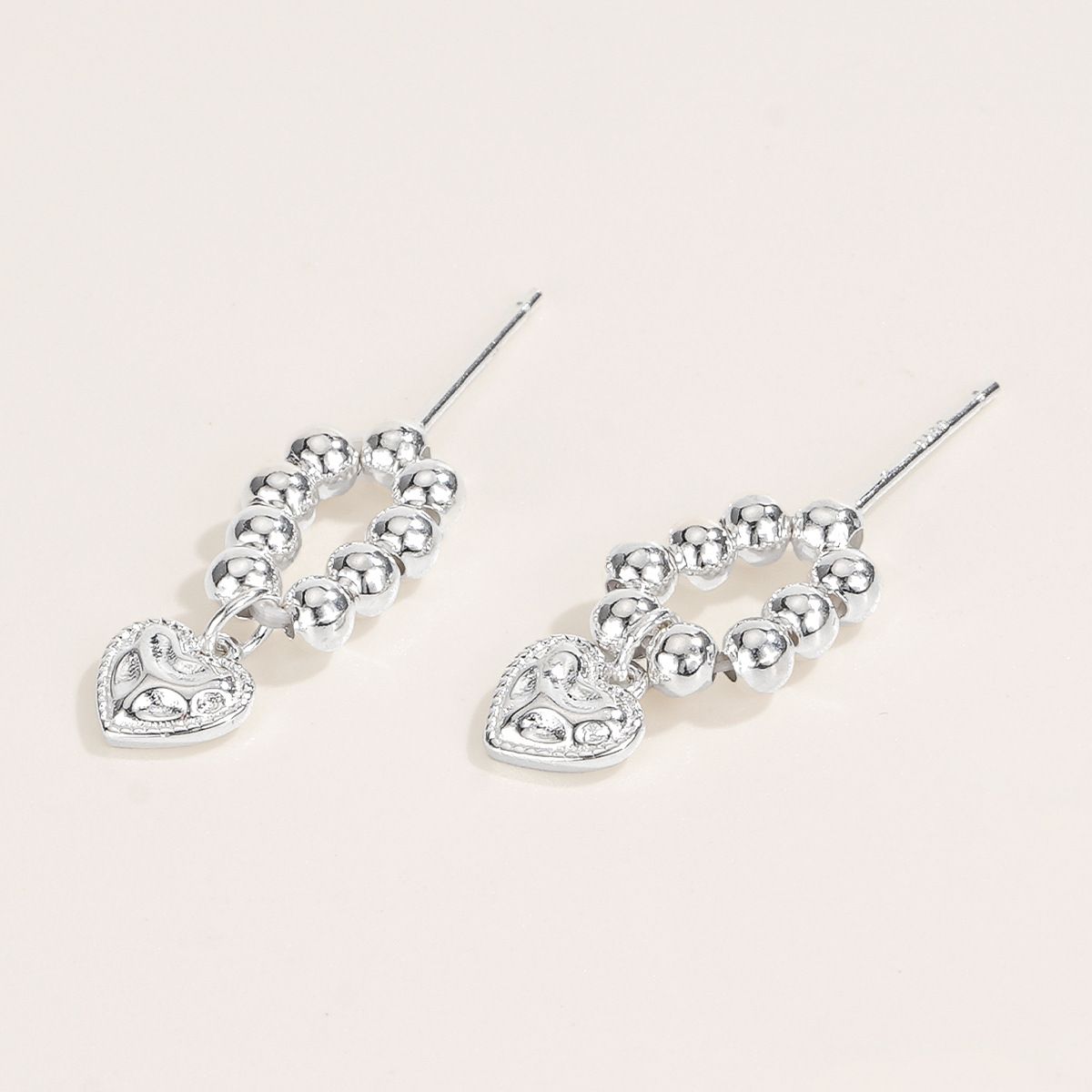 S925 Sterling Silver Niche Design Beaded Napping Love Earrings Simple High-end Earrings