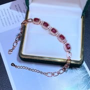 Ruby bracelet 925 silver inlaid ruby bracelet with extended chain adjustable one-piece delivery
