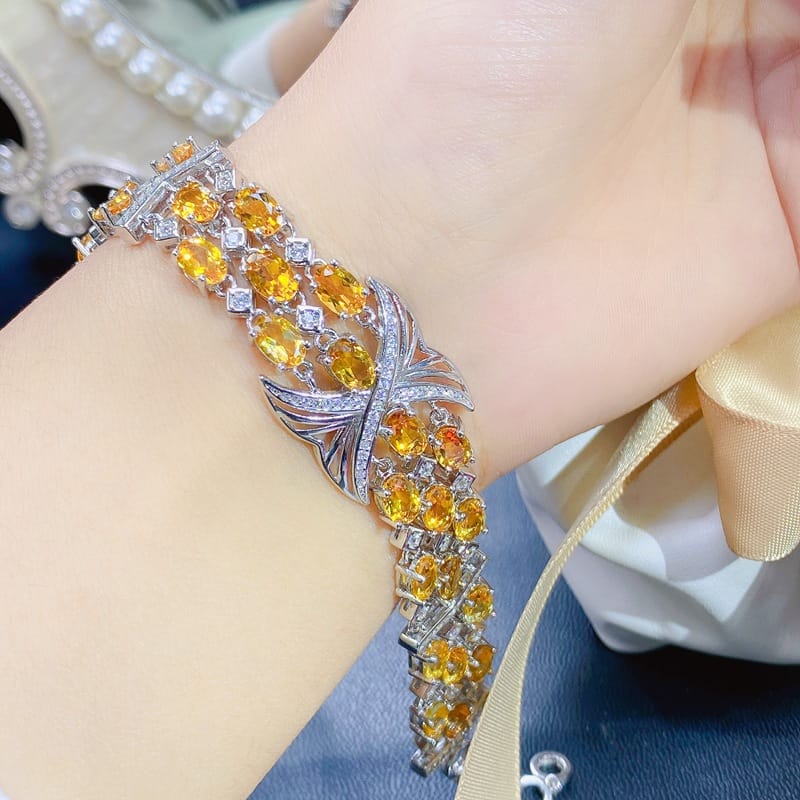 Citrine Bracelet Wholesale 925 Sterling Silver Citrine Ladies Bracelet Luxury Light Luxury High Sense