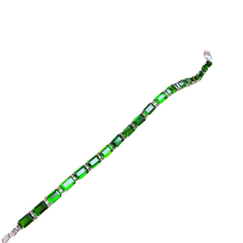 Fresh and simple natural diopside bracelet 925 silver wholesale ladies Bracelet small star anise 6*4mm send girlfriend