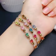 Jewelry Live Supply 925 Silver Ladies Bracelet Natural Tourmaline Detected Color Treasure Wholesale Overseas Supply