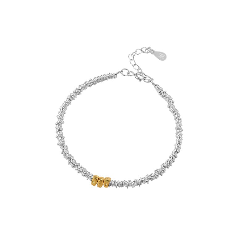 Po S999 Silver Simple Cheese Shredded Silver Bracelet for Girls Childish Cute All-match Light Luxury High-end Bracelet for Hair
