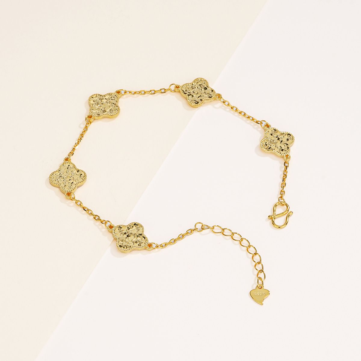 Pure S925 sterling silve four-leaf flower style design bracelet 