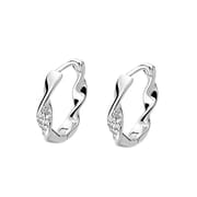 S999 Silver Twist Mobius Ring Micro Zircon Ear Buckle Ear Holes Elegant Fashion Simple Ear Ring