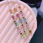 Jewelry Live Supply 925 Silver Ladies Bracelet Natural Tourmaline Detected Color Treasure Wholesale Overseas Supply