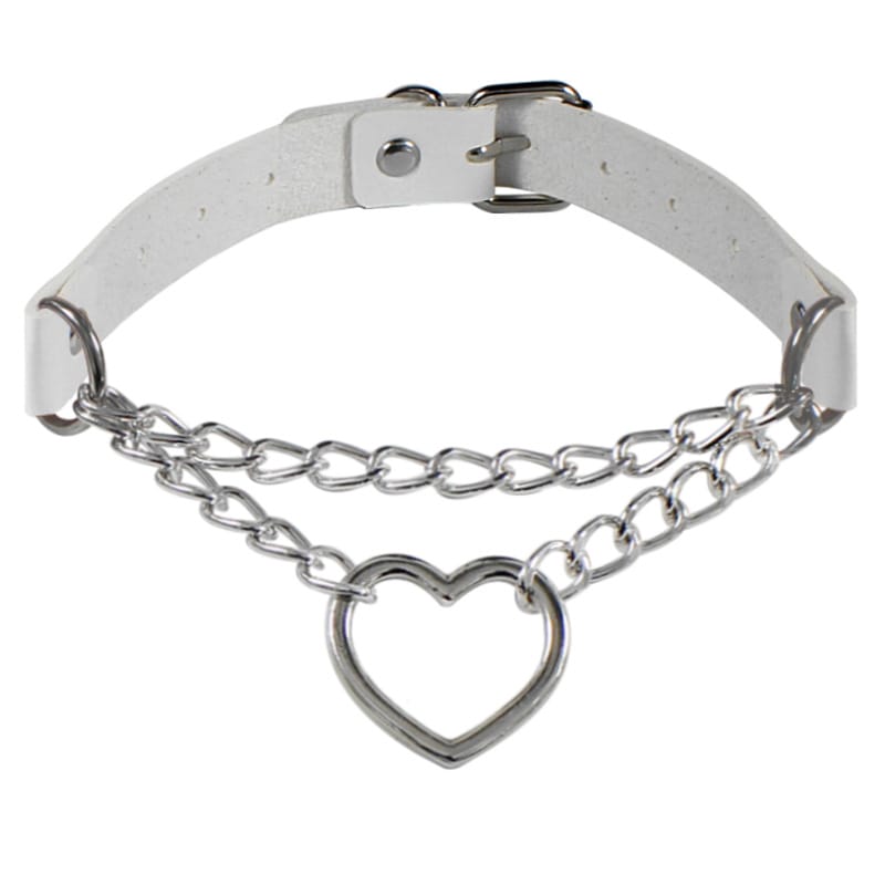 Cross-border Harajuku Heart-shaped Chain Collar Necklace Fashion Trend Leather Love Neck Chain Neck Chain Clavicle Chain
