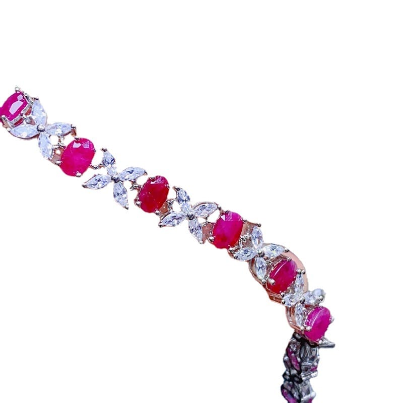 Fresh and simple Myanmar non-burnt Ruby natural ruby bracelet 925 silver women's bracelet 4 * 6mm wholesale