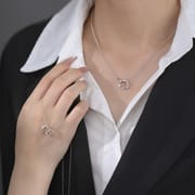 Original Po S999 Silver Simple Lucky Ring Mobius Necklace Advanced Sense Sweet Clavicle Chain