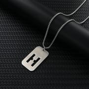 Alphabet Hollow Necklace Men's Trendy Hip-Hop Woolen Chain Accessories Rectangular Gloss Military Brand Pendant Women's Stainless Steel Pendant