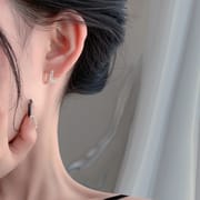 999 sterling silver incomparable usi double earring wave earrings new simple ear captive ear hole
