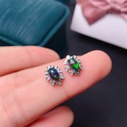 Black Opal Set Natural Australian Opal Set Wholesale Beautiful Full Flash Fire Color Gift for Girlfriend