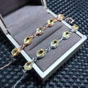 Natural Brazil yellow crystal real photo 925 silver inlay