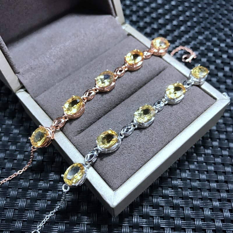 Natural Brazil yellow crystal real photo 925 silver inlay