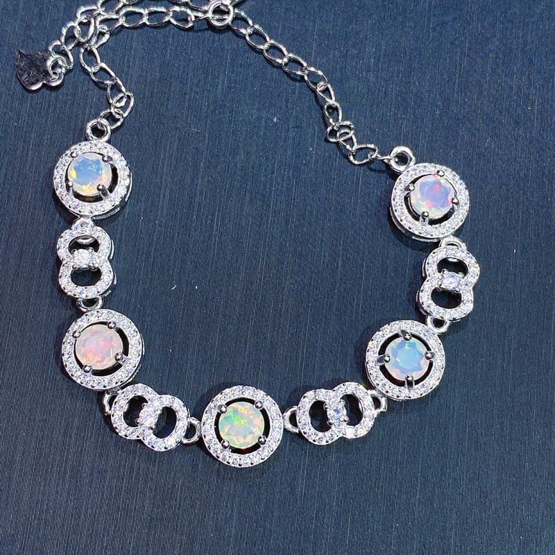 Faceted natural opal ladies Bracelet 925 sterling silver 