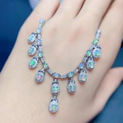 New natural opal necklace 4*3mm necklace dress evening Gift necklace 925 silver ladies pendant live wholesale