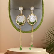Natural Freshwater Pearl Earrings New Chinese Style National Style Lotus Pond Moonlight Lotus Tassel Long Earrings High-grade Earrings