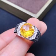 Fireworks citrine ring 925 silver inlaid live men's ring fireworks citrine a generation of hair