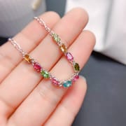 Simple 925 silver natural ladies tourmaline bracelet fashion exquisite color beautiful jewelry live supply