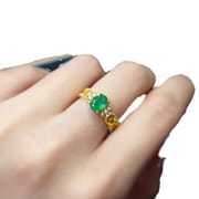 Simple 925 silver inlaid natural emerald ring ring 7*5mm live tremolo overseas supply
