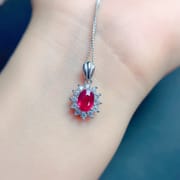 925 silver inlaid New burning ruby pendant ladies simple style fashion cross-border wholesale Live supply