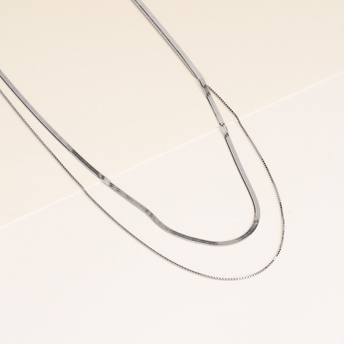 European and American Cross-border S925 Sterling Silver Double-layer Stacked Snake Bone Chain Women's Niche Fashion Style Clavicle Chain Tide
