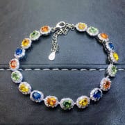 Jewelry Supply Natural Color Sapphire Bracelet 925 Sterling Silver Certificate