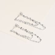 Cross-border S925 Sterling Silver Niche Personality Front and Rear Wear Double Lips Chain Earrings Tassel Design Earrings